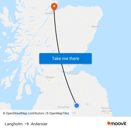 Langholm to Ardersier map