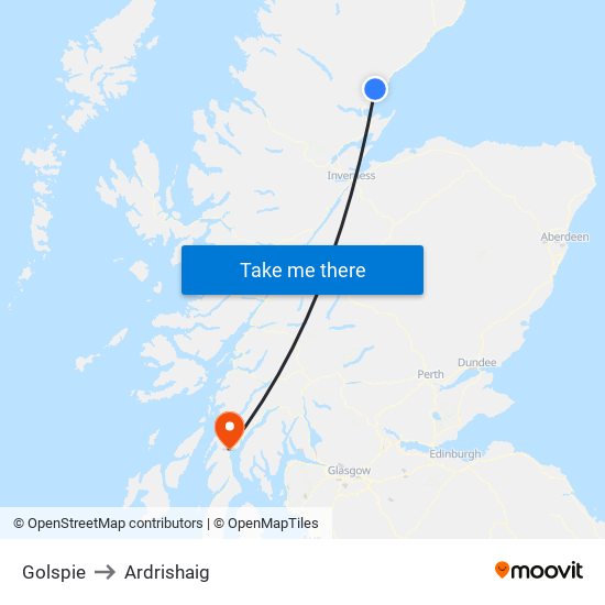 Golspie to Ardrishaig map