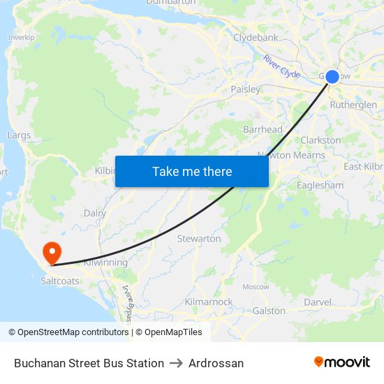 Buchanan Street Bus Station to Ardrossan map