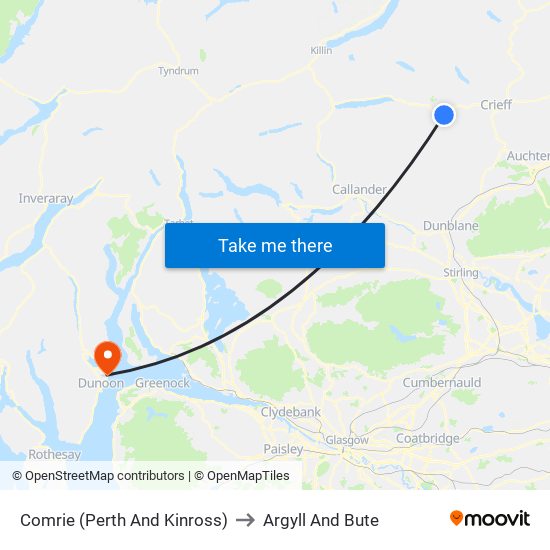 Comrie (Perth And Kinross) to Argyll And Bute map