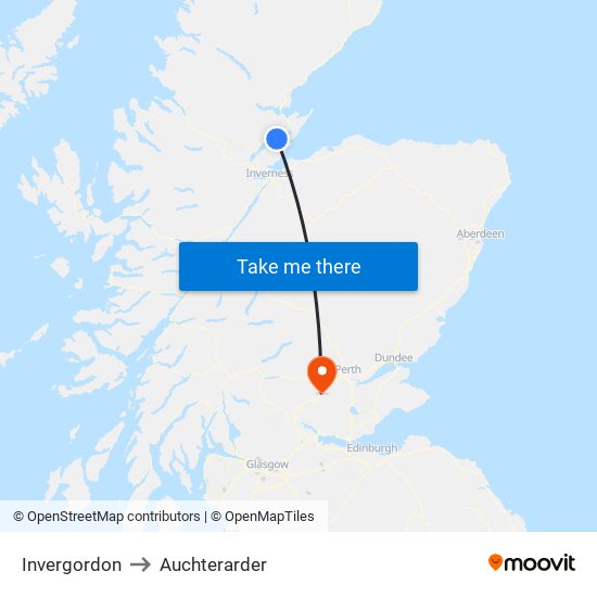 Invergordon to Auchterarder map