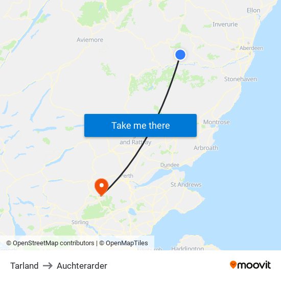 Tarland to Auchterarder map