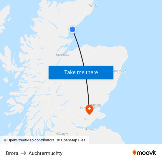 Brora to Auchtermuchty map