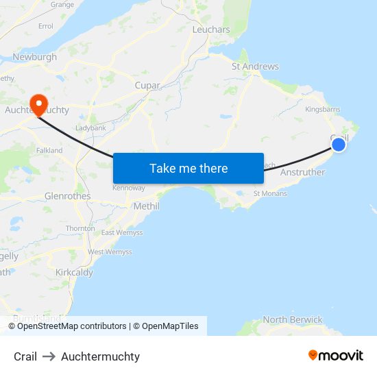 Crail to Auchtermuchty map