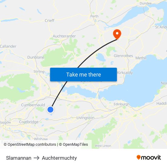 Slamannan to Auchtermuchty map