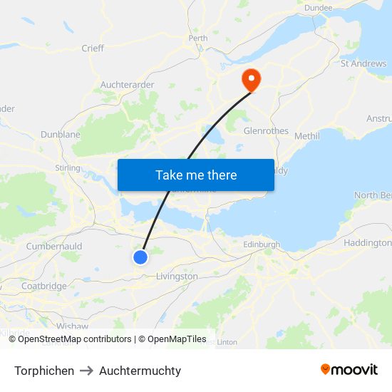 Torphichen to Auchtermuchty map