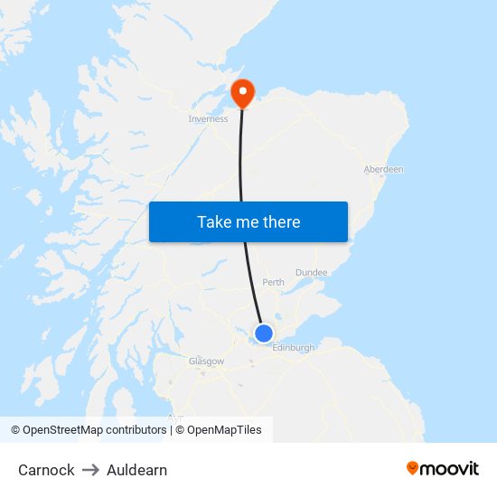 Carnock to Auldearn map