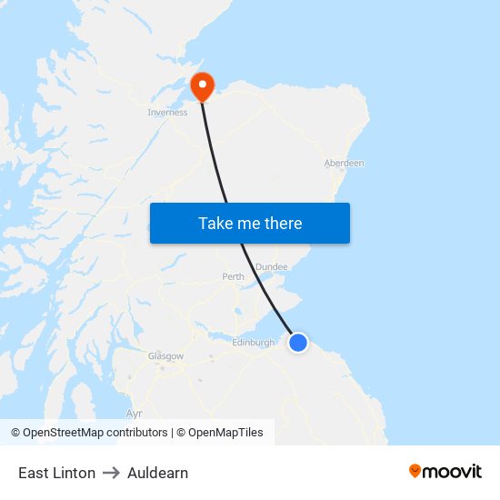 East Linton to Auldearn map