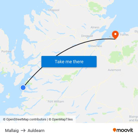 Mallaig to Auldearn map