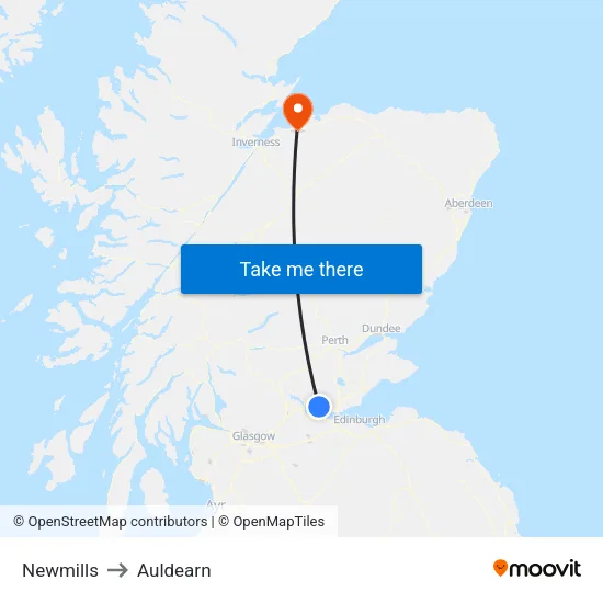 Newmills to Auldearn map