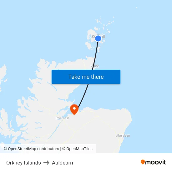 Orkney Islands to Auldearn map