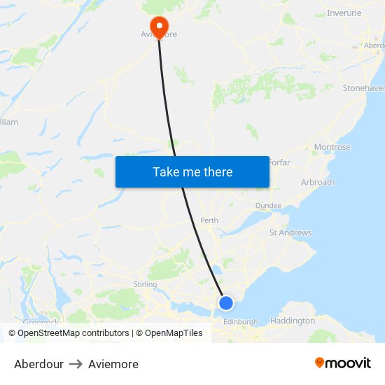 Aberdour to Aviemore map