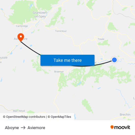 Aboyne to Aboyne map