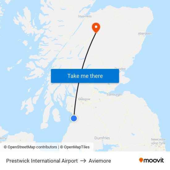 Prestwick International Airport to Aviemore map