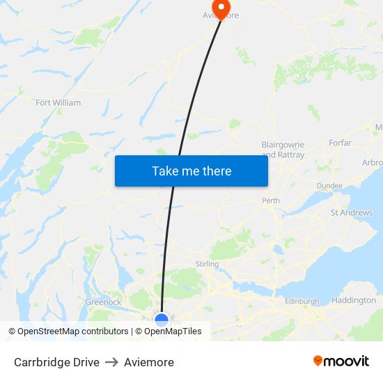 Carrbridge Drive to Aviemore map