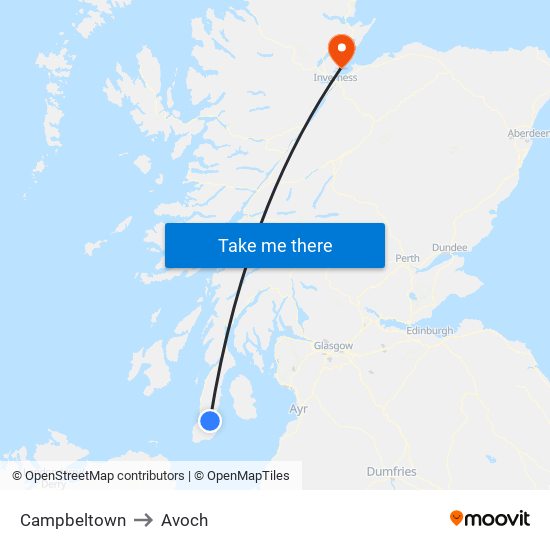 Campbeltown to Avoch map