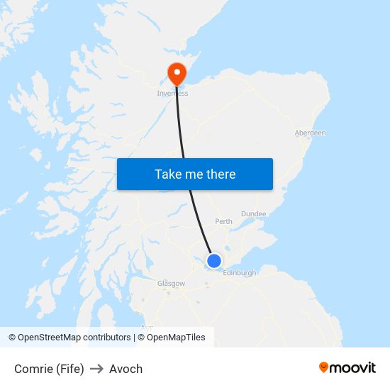 Comrie (Fife) to Avoch map