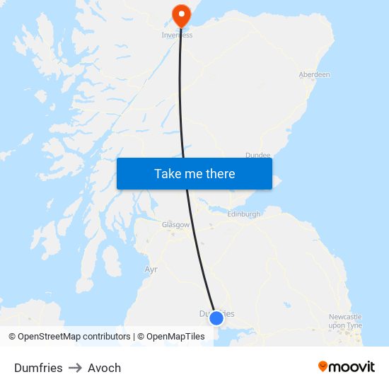 Dumfries to Avoch map