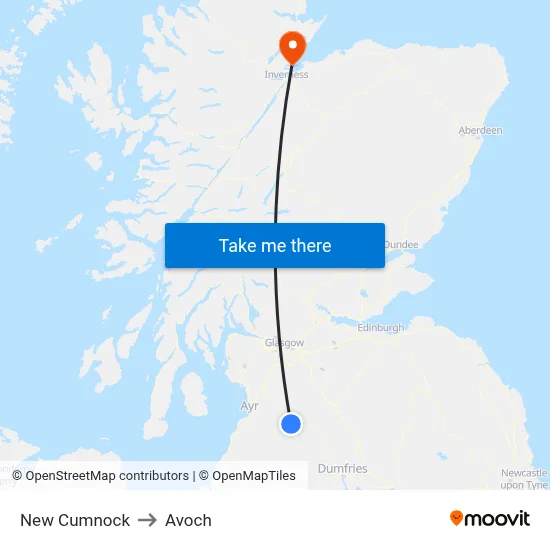 New Cumnock to Avoch map