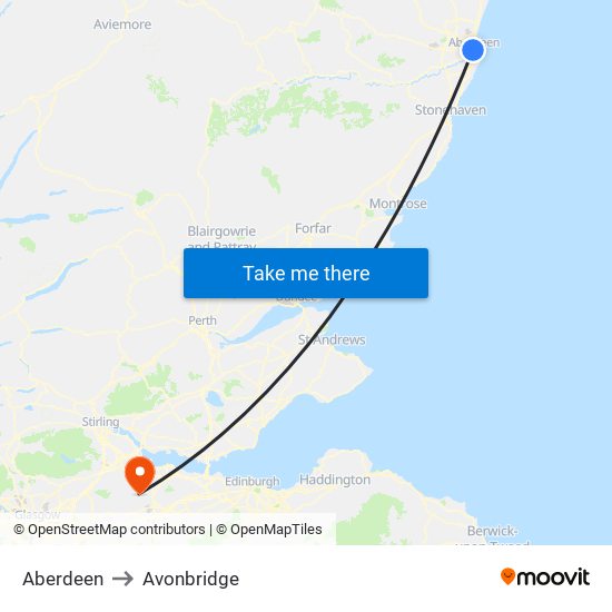 Aberdeen to Avonbridge map