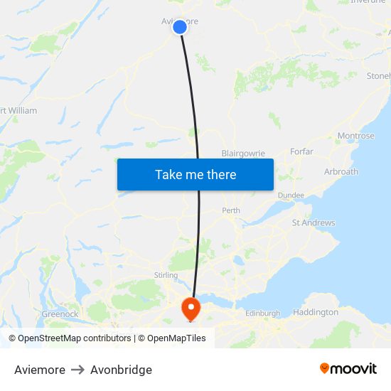 Aviemore to Avonbridge map