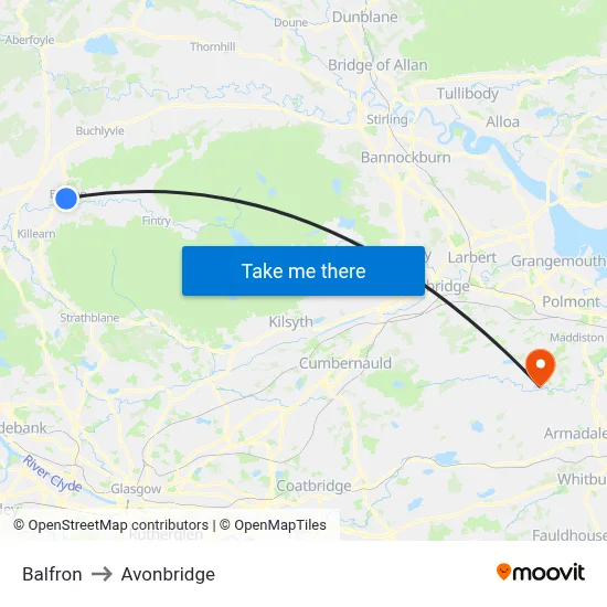 Balfron to Avonbridge map