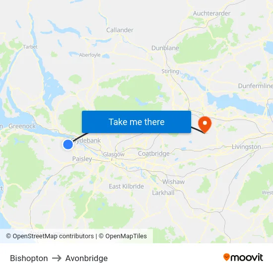 Bishopton to Avonbridge map
