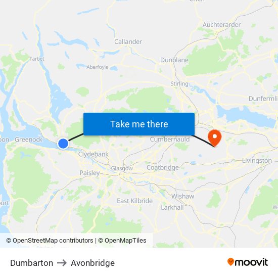 Dumbarton to Avonbridge map