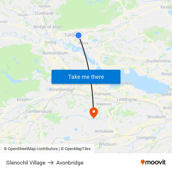 Glenochil Village to Avonbridge map