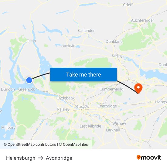 Helensburgh to Avonbridge map