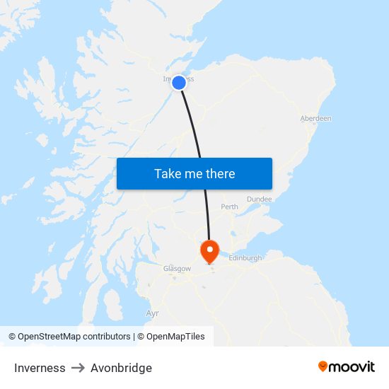 Inverness to Avonbridge map