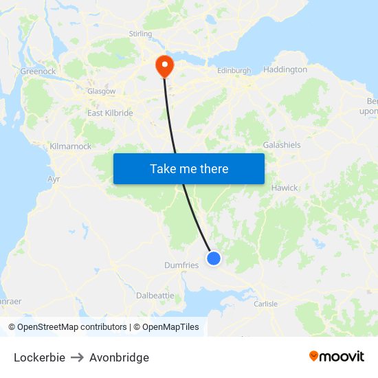 Lockerbie to Avonbridge map