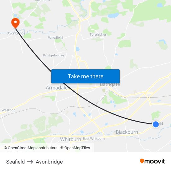 Seafield to Avonbridge map