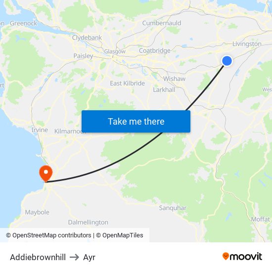Addiebrownhill to Ayr map