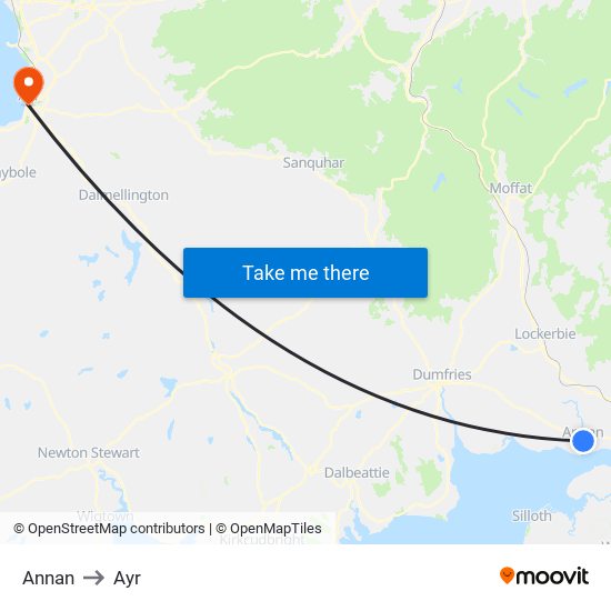 Annan to Ayr map