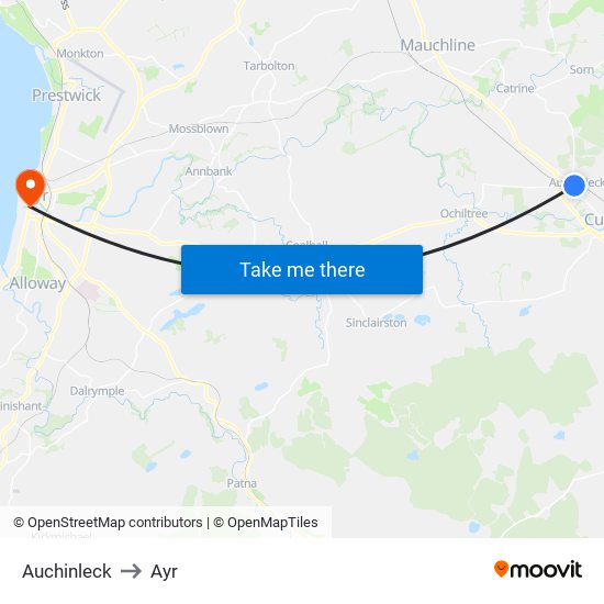Auchinleck to Ayr map
