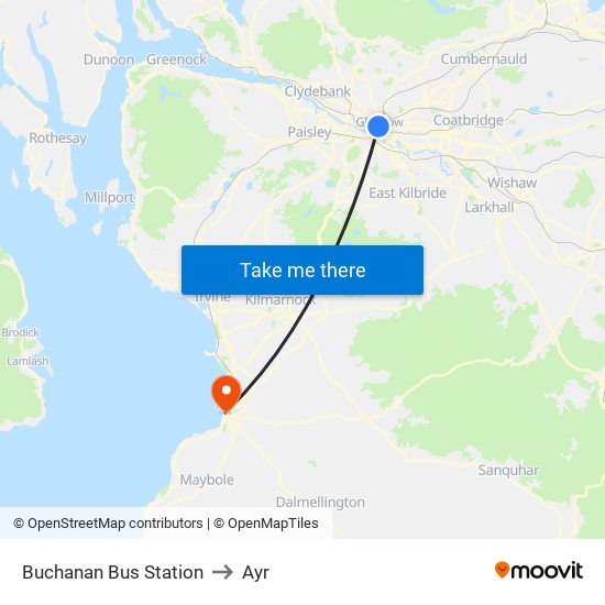 Buchanan Bus Station to Ayr map