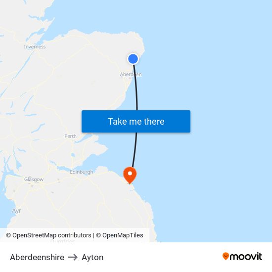 Aberdeenshire to Ayton map