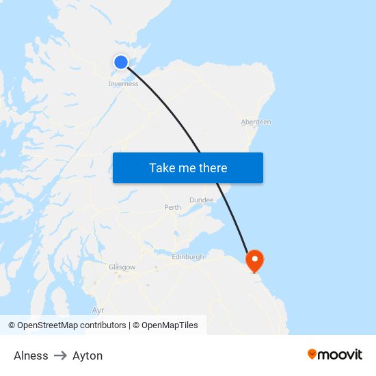 Alness to Ayton map