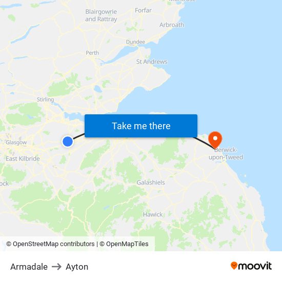 Armadale to Ayton map