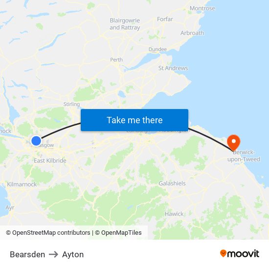 Bearsden to Ayton map