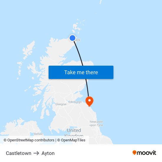 Castletown to Ayton map