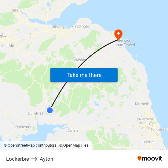 Lockerbie to Ayton map