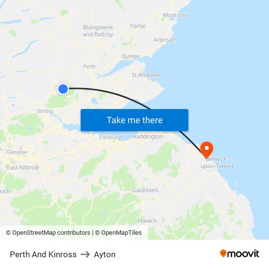 Perth And Kinross to Ayton map