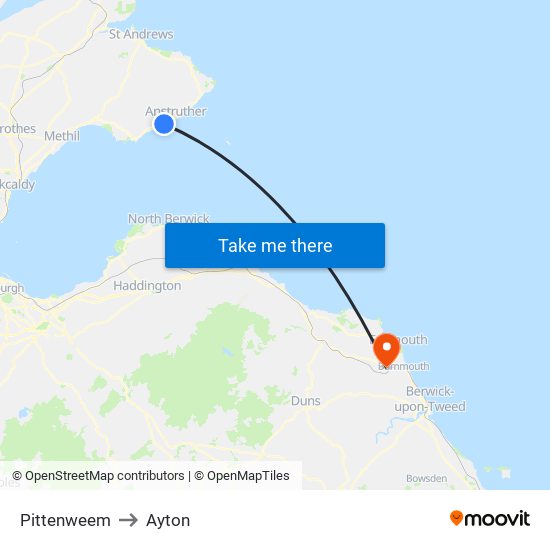 Pittenweem to Ayton map
