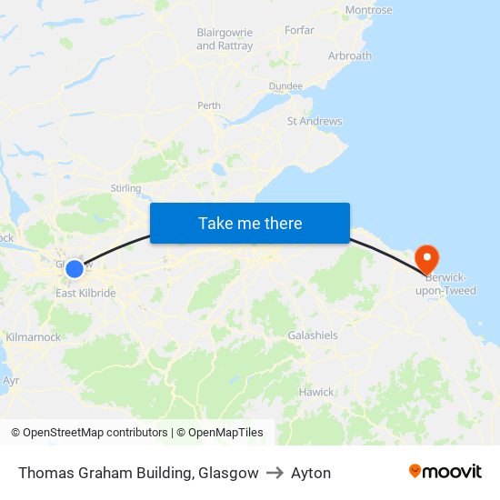 Thomas Graham Building, Glasgow to Ayton map