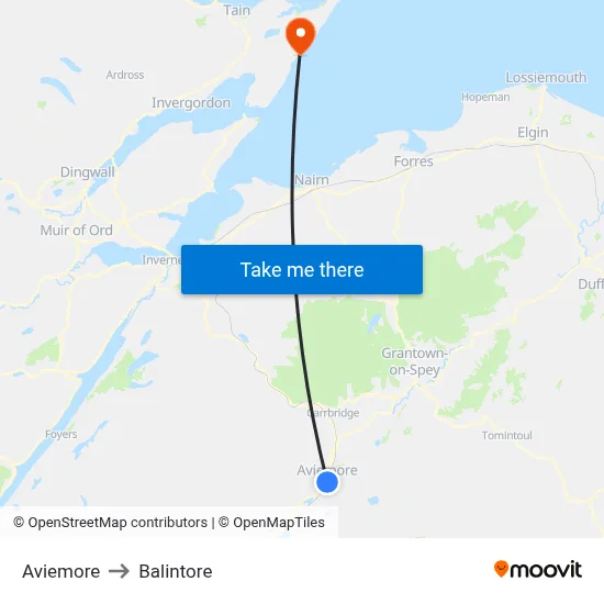 Aviemore to Balintore map