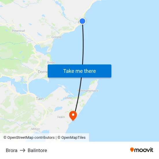 Brora to Balintore map
