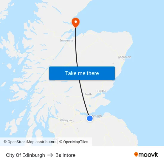 City Of Edinburgh to Balintore map