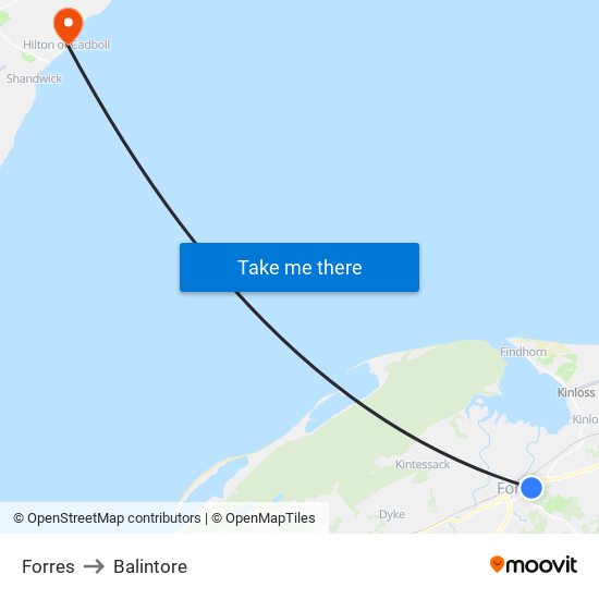 Forres to Balintore map